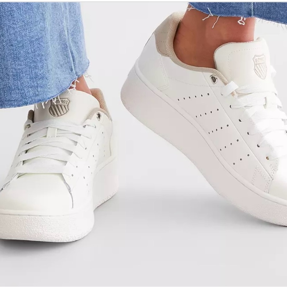 K-Swiss White Sneakers Platform